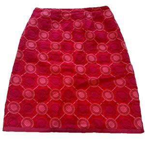 Boden Pink Red Embroidered Mini Skirt Size 4 US 8 UK Floral Lined Party Casual